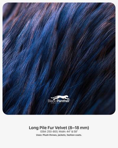 Long Pile Fur Velvet Fabric 44” & 58” | 250-800 GSM | Plush Throws, Jackets & Fashion Coats in Surat